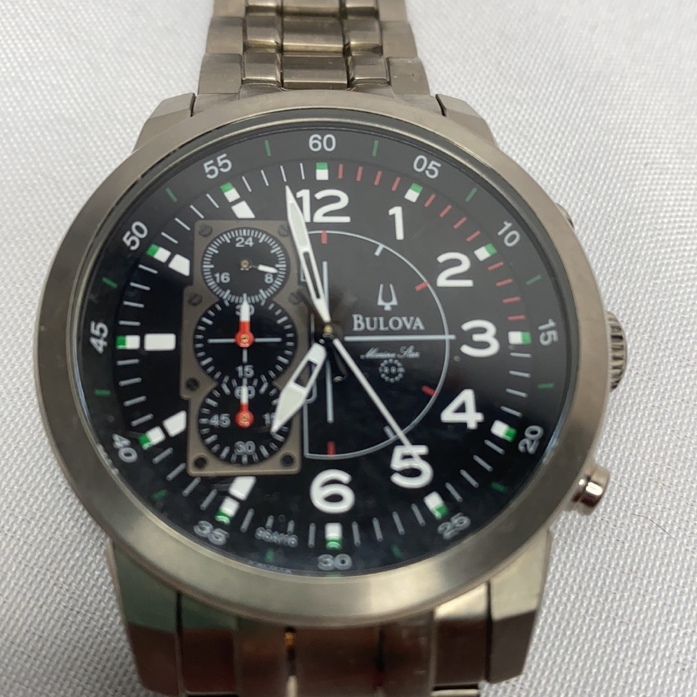 Bulova Marine Star 96A116.                           Black Dial, Titanium - Picture 5 of 5